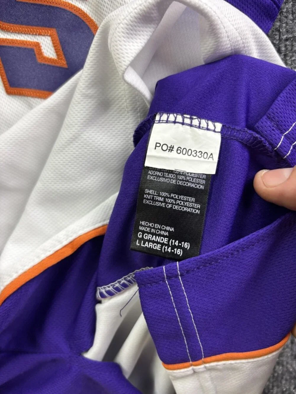 Phoenix Suns Basketball Jersey Youth‎ Boys Large White Purple NBA Adidas